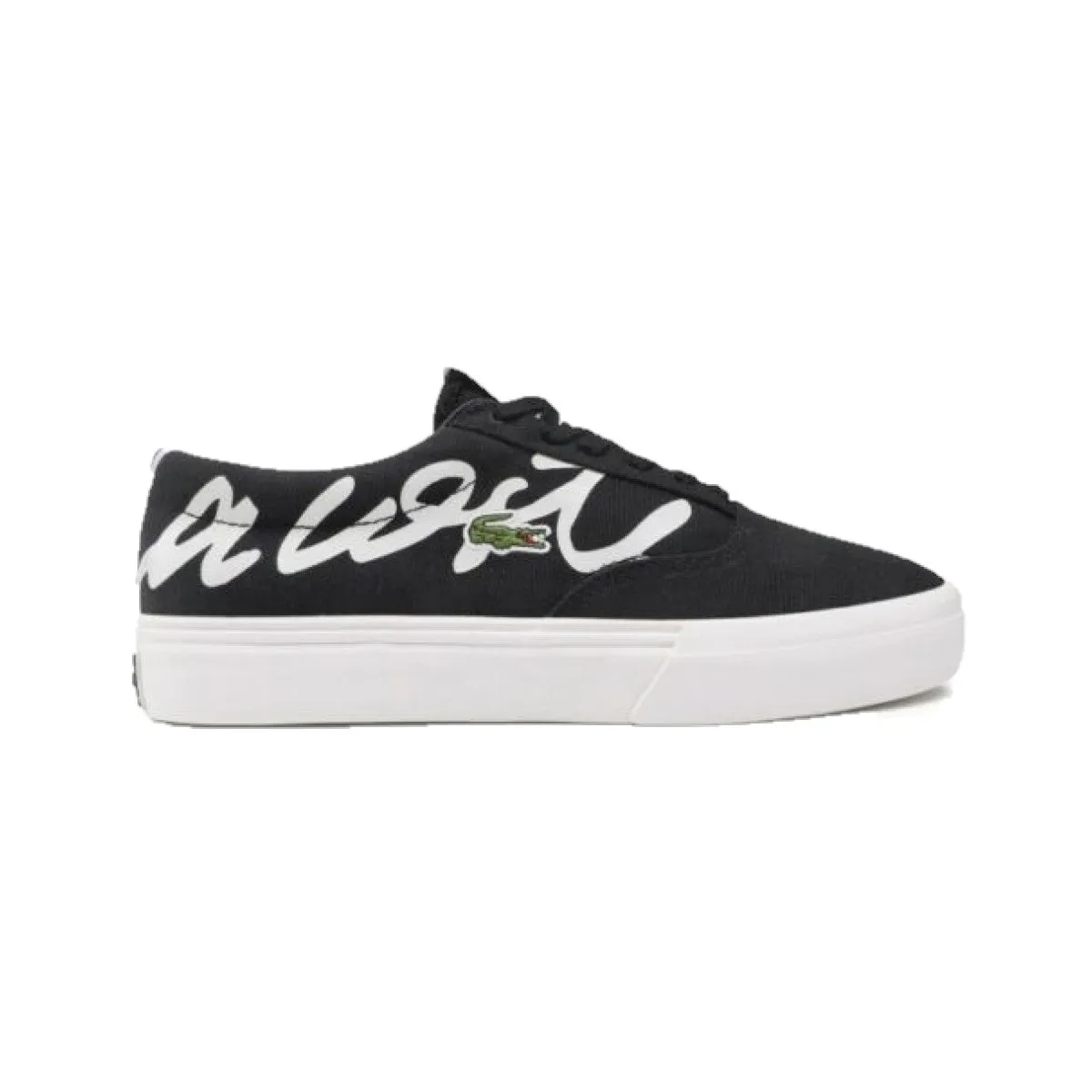 LACOSTE 7-42CMA0040454 Jump Serve Lace Canvas Logo MN'S (Medium) Black/Off White Textile Lifestyle Shoes Queen Fit Comfortable