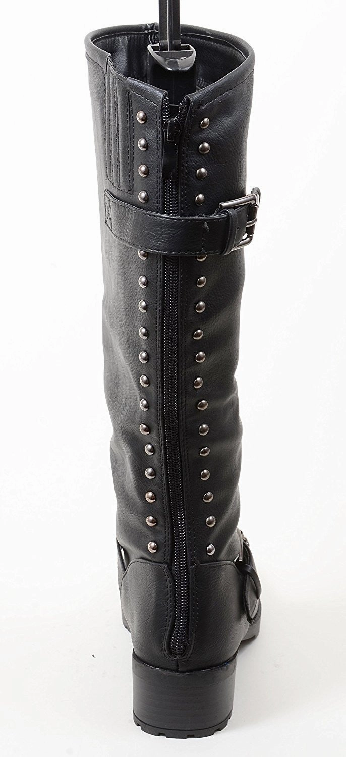 Hunter Rain Boots Saks 4everfunky Studded Buckle Riding Knee Vegan Leather Women's Boot