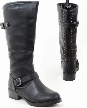 Galoshes Vs Rain Boots 4everfunky Studded Buckle Riding Knee Vegan Leather Women's Boot