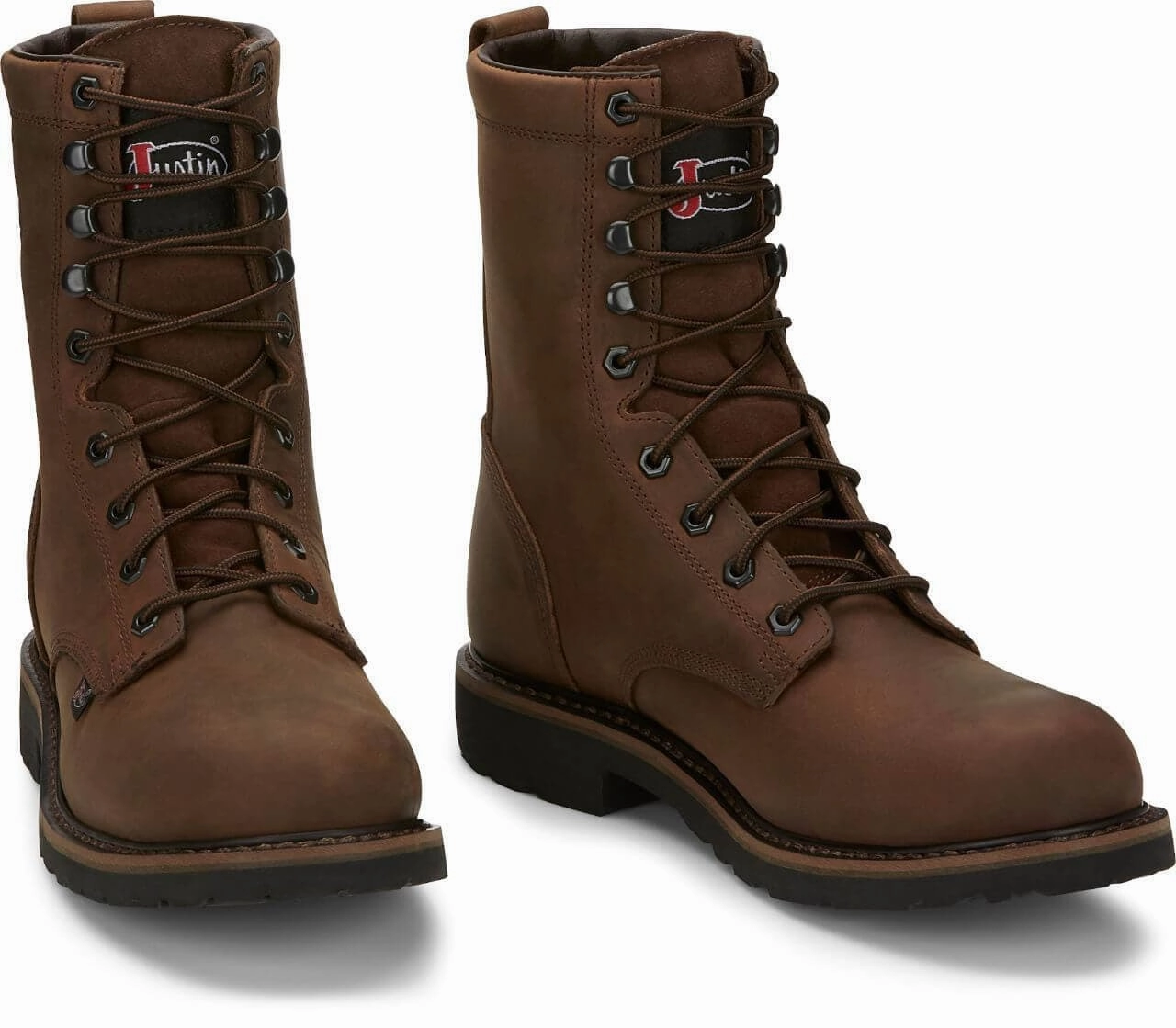 Justin Men's 8" Drywall Brown Round Steel Toe Work Boot Lite Work Boots
