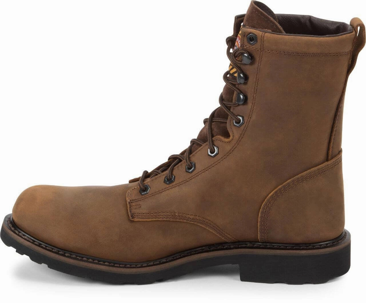 Justin Men's 8" Drywall Brown Round Steel Toe Work Boot Cheap Logger Work Boots