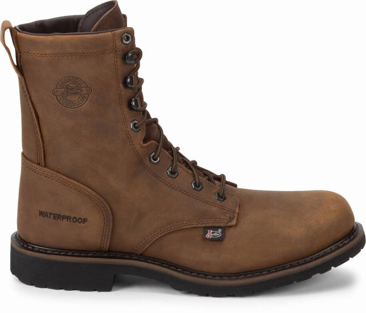 Air Cushioned Work Boots Justin Men's 8" Drywall Brown Round Steel Toe Work Boot