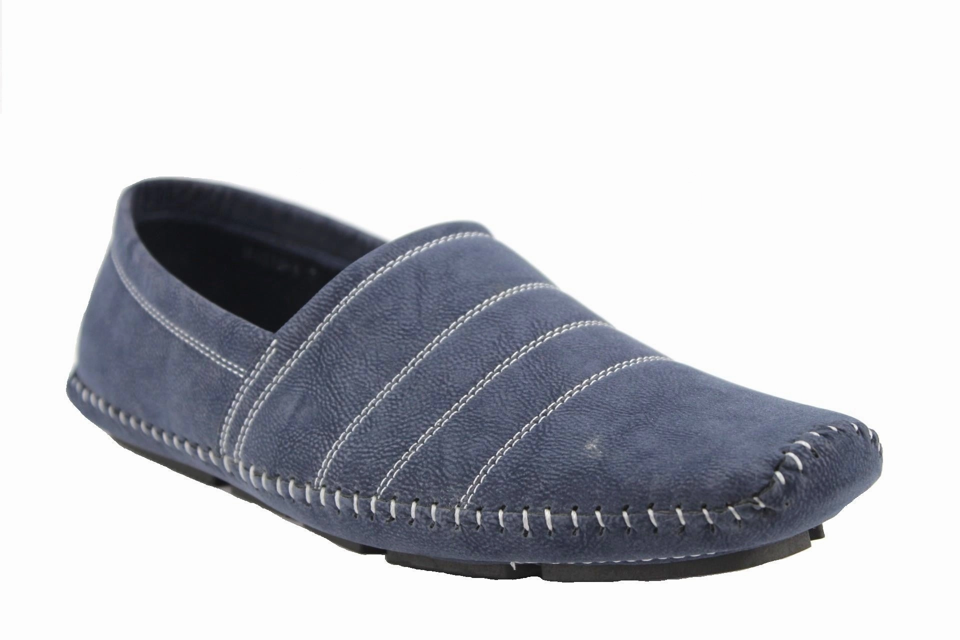 Men's M4010-6 Moccasin Suede Contrast Stitch Loafer Shoes Leather Slippers