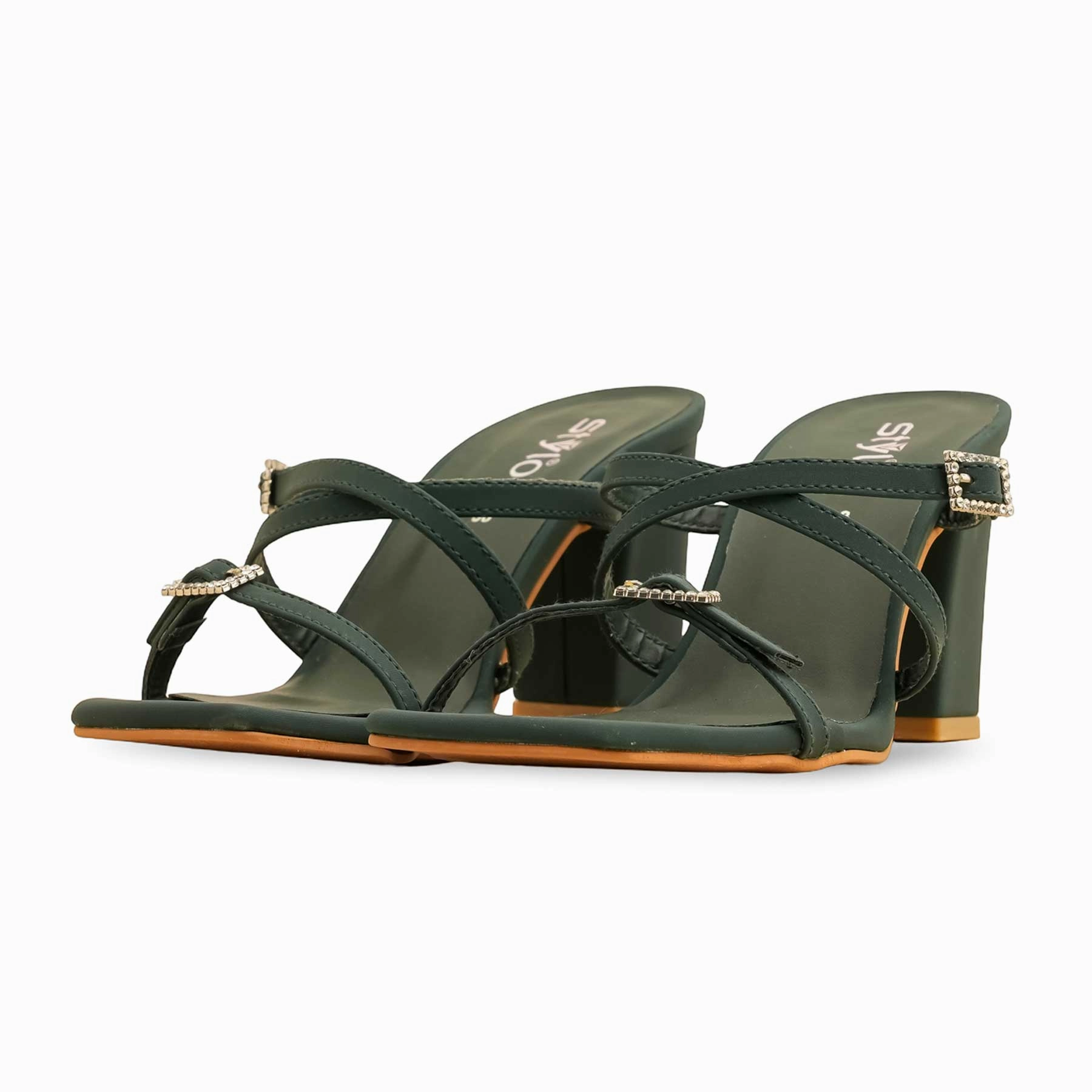 Green Formal Women Slipper FR8368 Memory Foam Slides