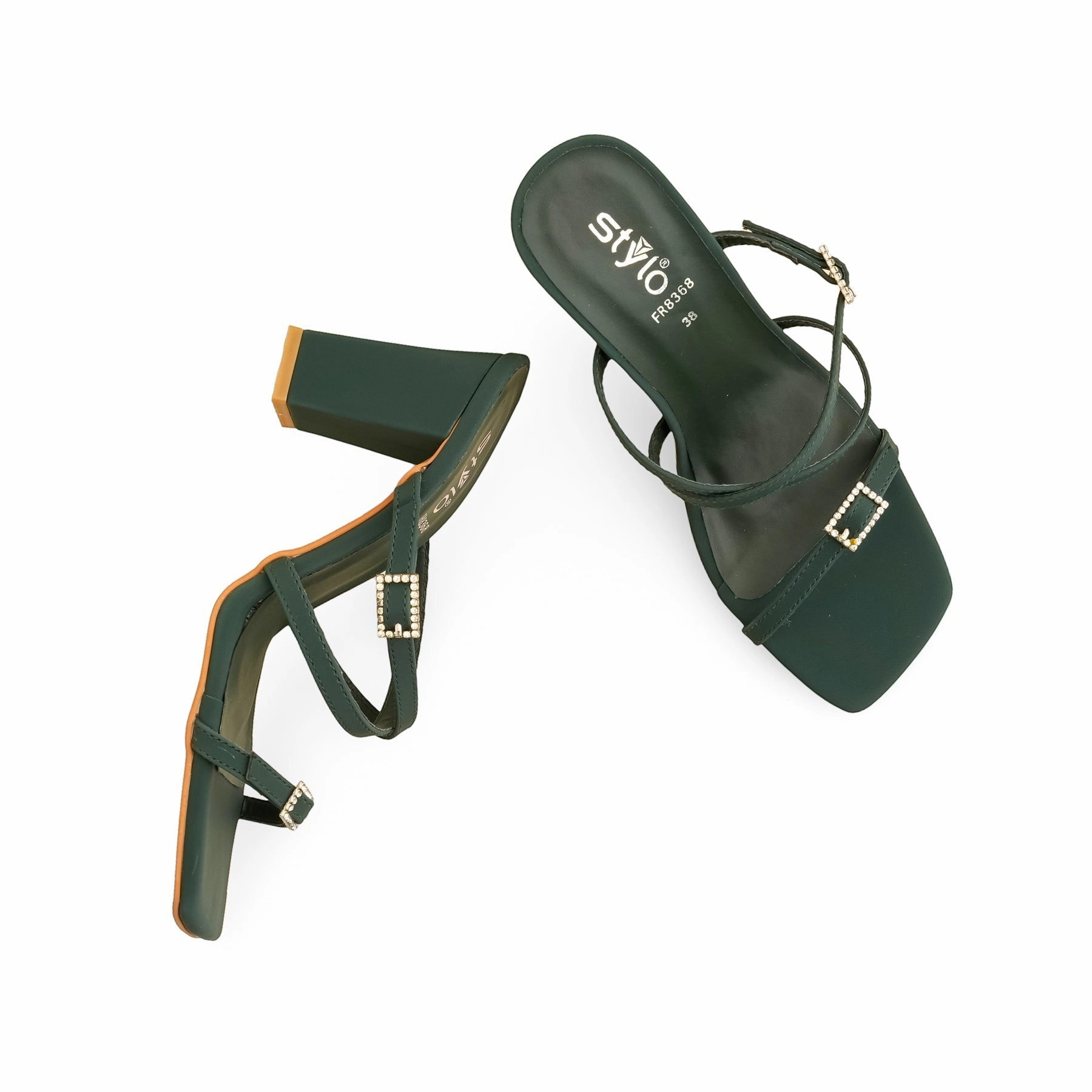 Green Formal Women Slipper FR8368 Slippers With Bling