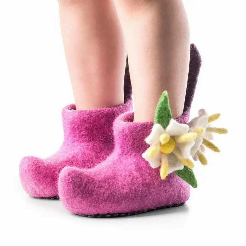 Honeysuckle Kids Slippers Fluffy Heeled Slippers
