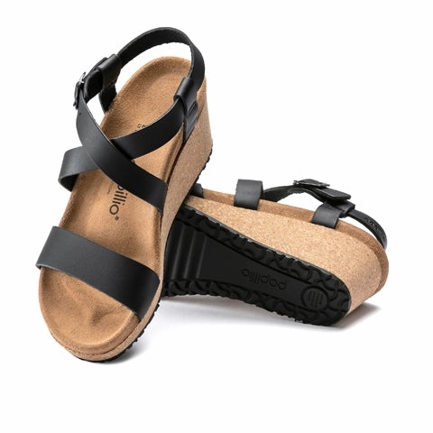 Dress Shoes For Bunion Birkenstock Sibyl Ring-Buckle Narrow Wedge Sandal (Women) - Black