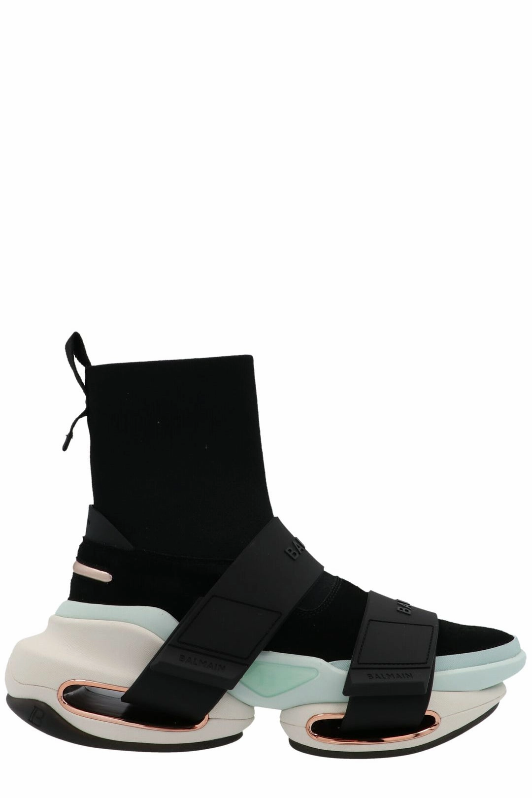 Balmain B-Bold Logo Detailed High Top Sneakers Silver Sneakers Program