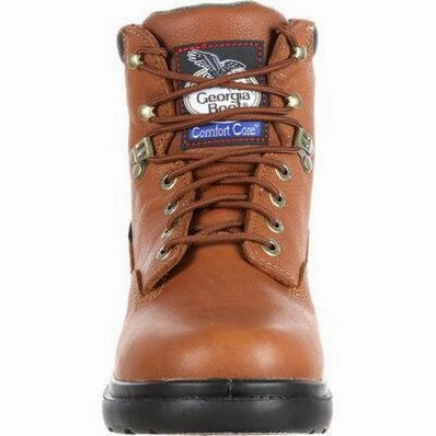 Work Boots Side Zip Georgia Men's Farm And Ranch 6" Soft Toe Waterproof Work Boot -Brown- G6503
