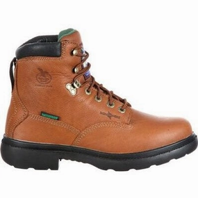 Most Comfy Work Boots Georgia Men's Farm And Ranch 6" Soft Toe Waterproof Work Boot -Brown- G6503