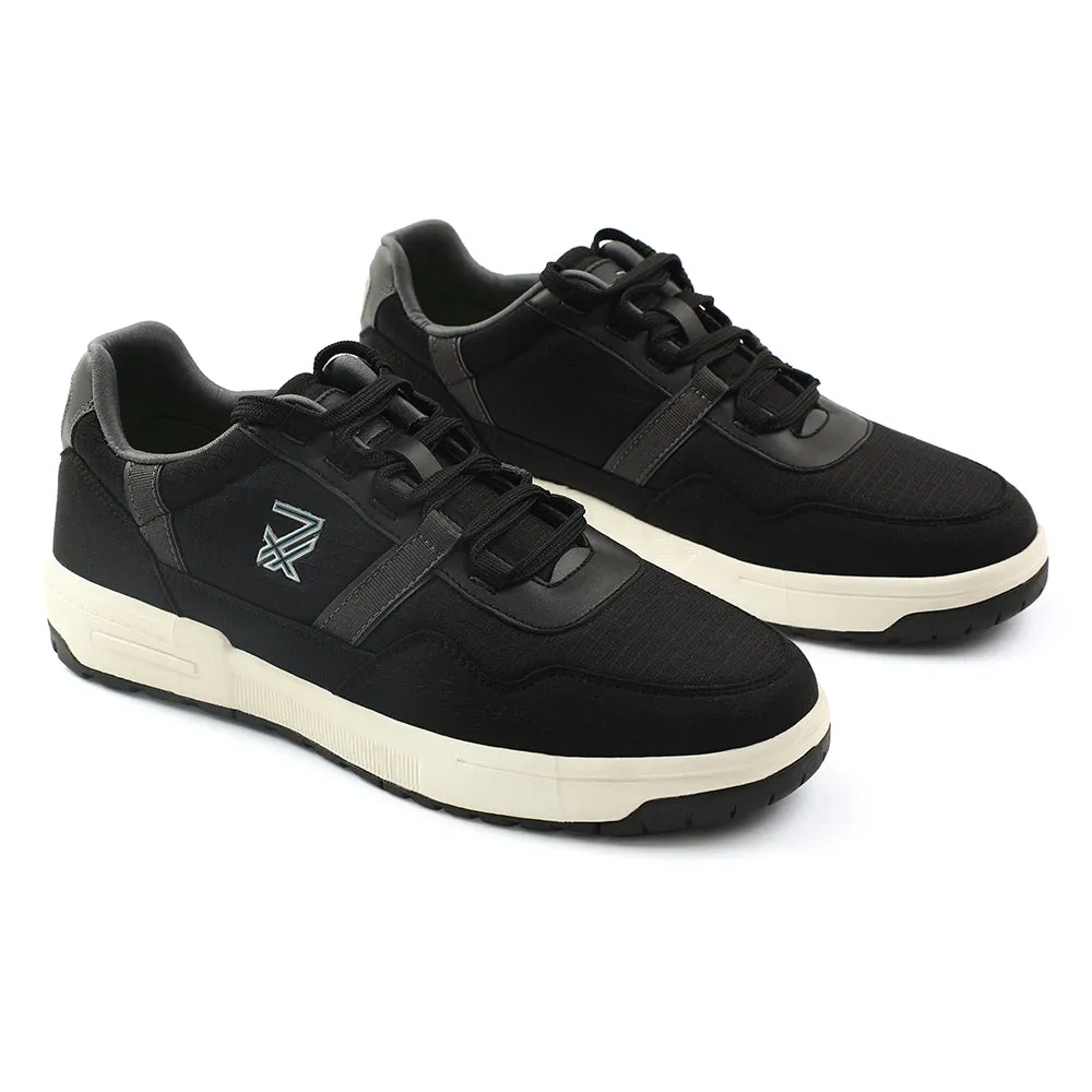 Leap7x Black Sports Lacing Walking Shoes For Men NEXTER-3E By Liberty Best Barefoot Training Shoes