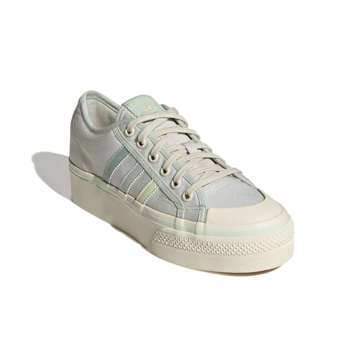 ADIDAS GX4605 NIZZA PLATFORM WMN`S (Medium) White/Lime/White Textile Lifestyle Shoes Lightweight Design Coach Hike