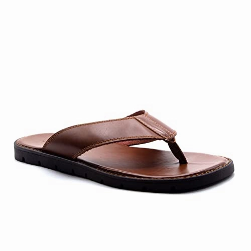 Men's 69213 Leather Slip On Peasant Toe Loop Roman Flip Flop Dress Sandals Shoe Shoe Sandals
