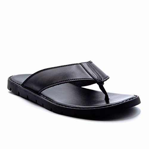 Tkee Sandals Men's 69213 Leather Slip On Peasant Toe Loop Roman Flip Flop Dress Sandals