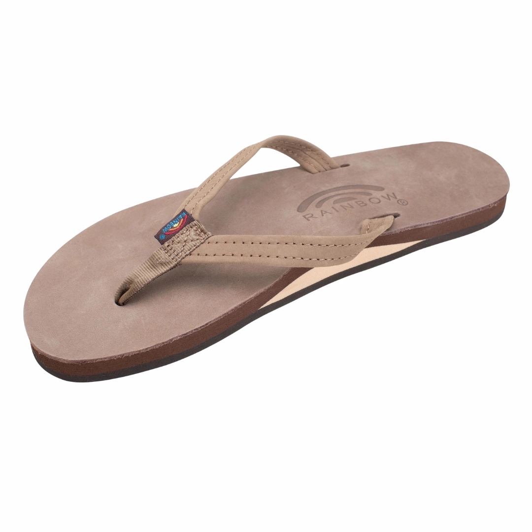 Supportive sole RAINBOW 301ALTSNW/DKBR SINGLE LAYER WMN'S (Medium) Dark Brown Leather Strap Sandals
