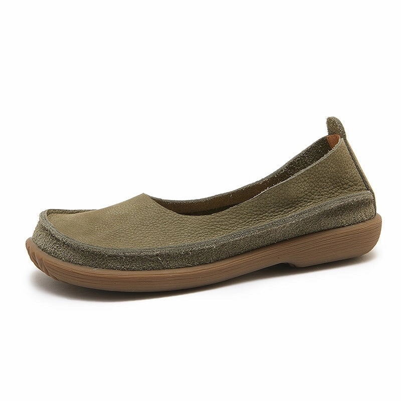 Do Marten Loafers Soft Leather loafers Breathable Slip Ons Handmade in Green/Coffee/Khaki