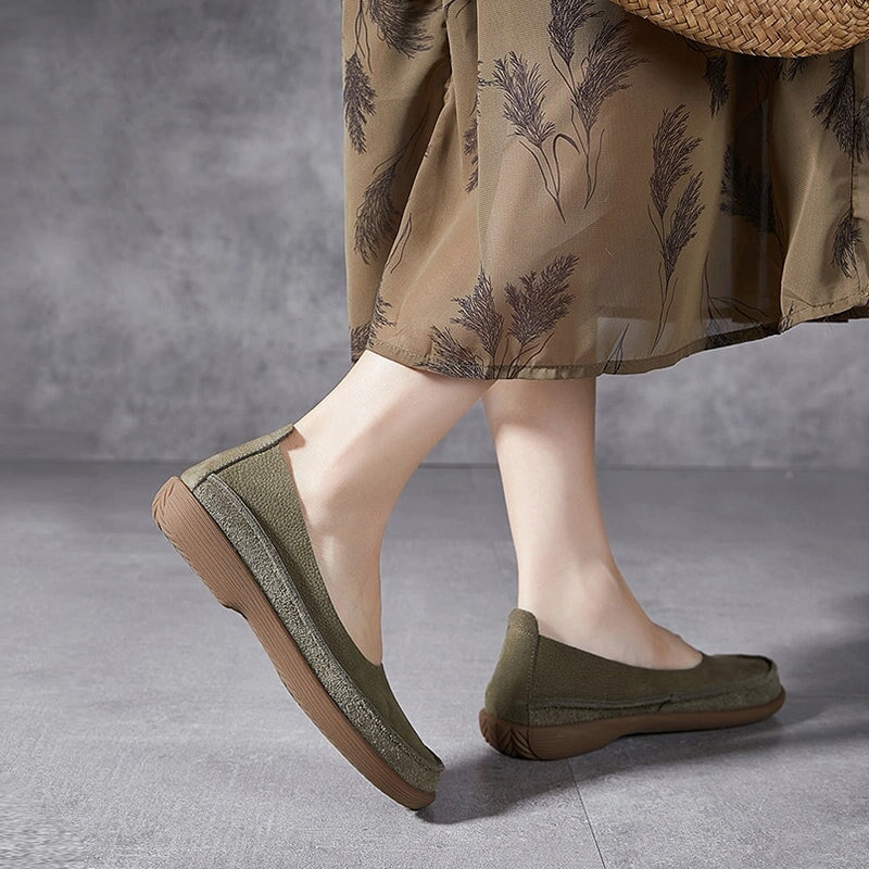 Gold Chain Loafers Soft Leather loafers Breathable Slip Ons Handmade in Green/Coffee/Khaki