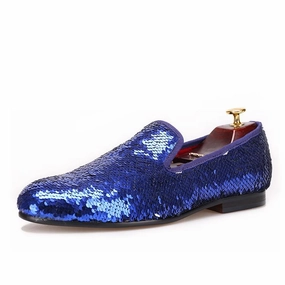 OneDrop Handmade Blue Beads Dress Shoes Men Party Wedding Prom Loafers Shorts With Loafers