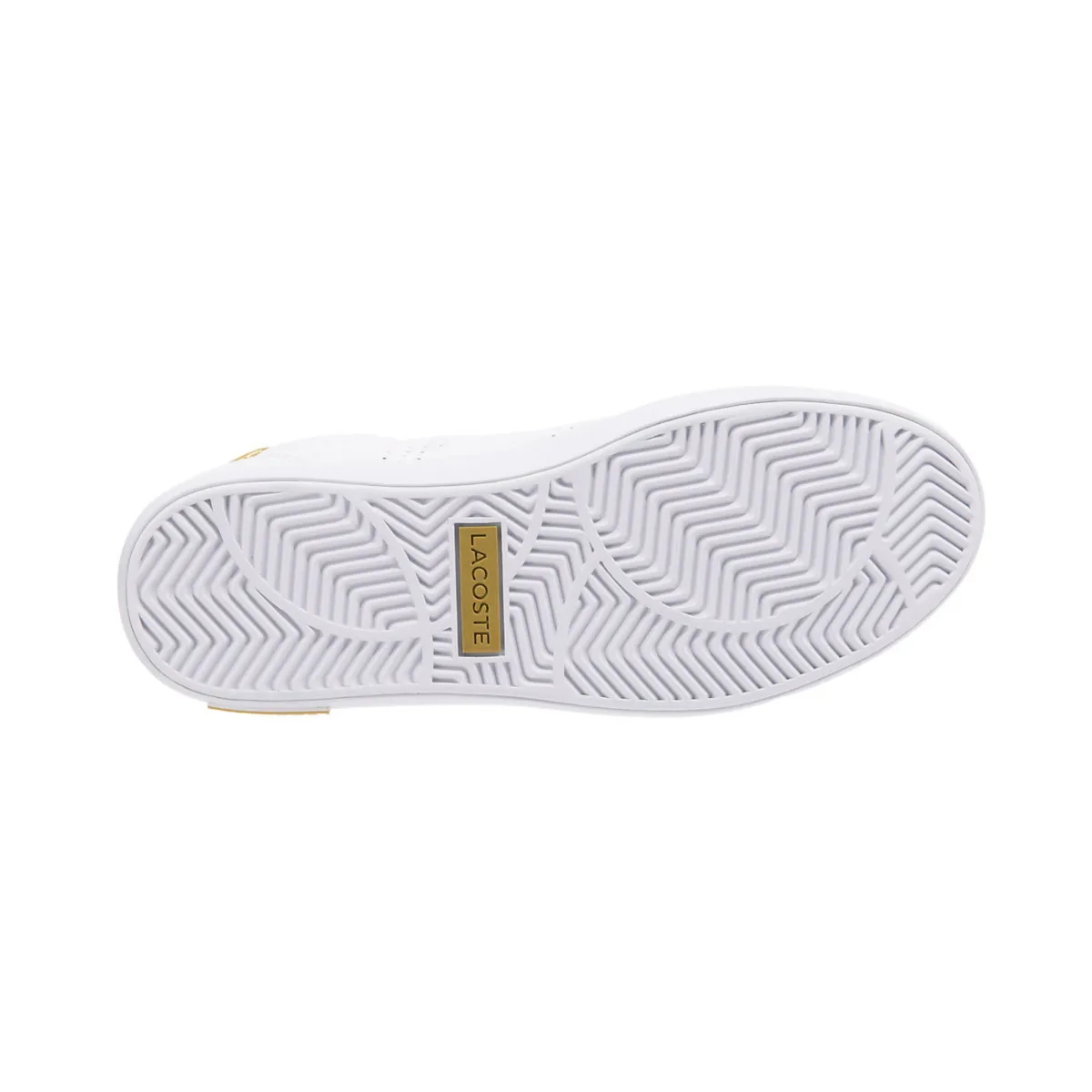 LACOSTE 7-45SFA0034216 POWERCOURT 2.0 WMN'S (Medium) White/Gold Leather & Synthetic Lifestyle Shoes Cold Tone Wind Safe