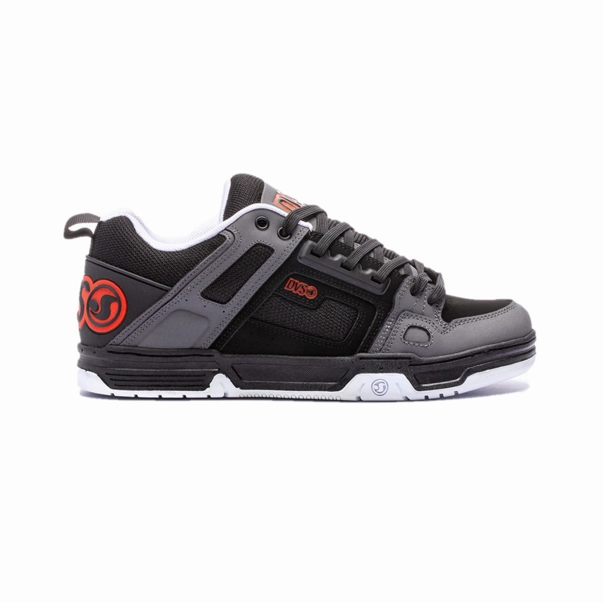 Mesh Flow DVS F0000029998 COMANCHE MN'S (Medium) Black/Charcoal/Fiery Red Leather & Nubuck Skate Shoes