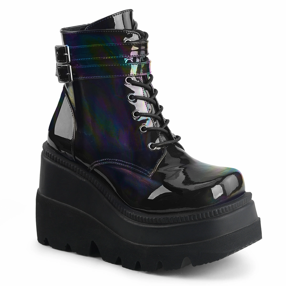 SHAKER-52 DemoniaCult Black Hologram Sexy Women's Ankle Boots (Alternative Footwear) Adidas Shoes F50