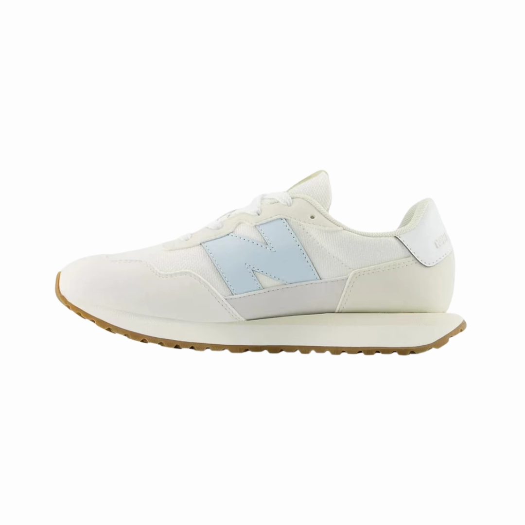 NEW BALANCE GS237WF-W 237 JR'S (Wide) Blue/White Suede & Mesh Lifestyle Shoes concrete courts game - field shoes