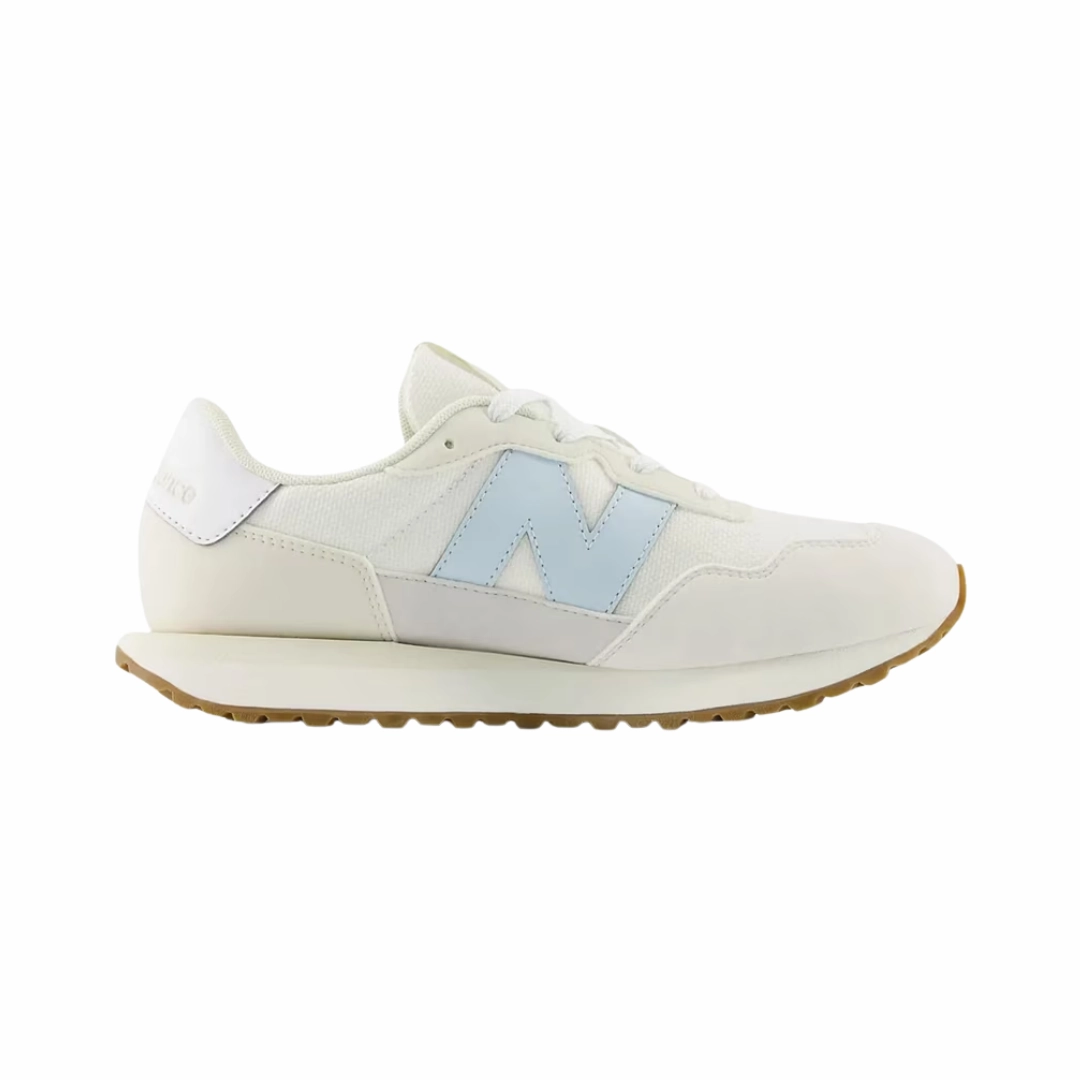 Preemie kids' shoes anti - odor shoes NEW BALANCE GS237WF-W 237 JR'S (Wide) Blue/White Suede & Mesh Lifestyle Shoes