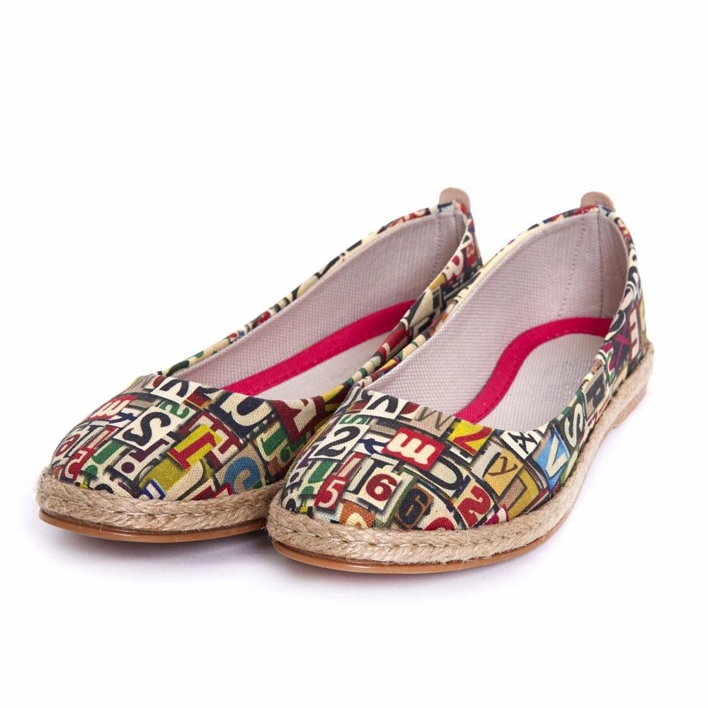 Flexible Sole Leg Long Numbers and Letters Ballerinas Shoes FBR1205