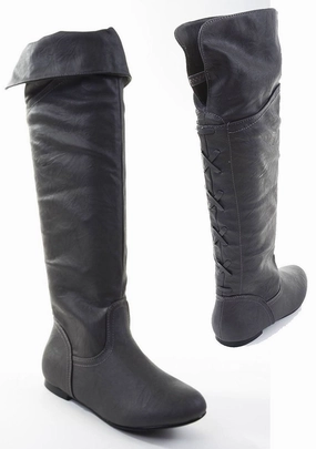 Black Pirate Over the Knee Riding Vegan Leather Boots Womens Sorel Ankle Rain Boots