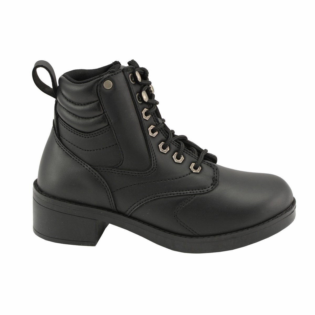 Suede Boots Kitten Heel Milwaukee Leather MBK9275 Boys Black Lace-Up Boots with Side Zipper Entry