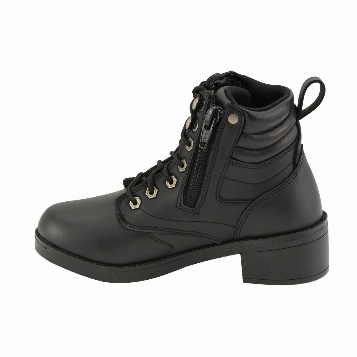 Palladium Boots Milwaukee Leather MBK9275 Boys Black Lace-Up Boots with Side Zipper Entry
