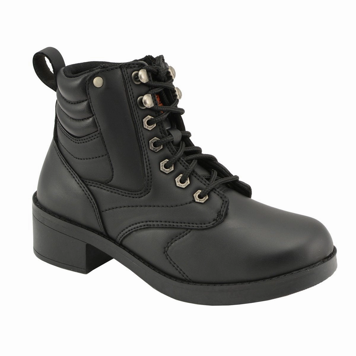 Milwaukee Leather MBK9275 Boys Black Lace-Up Boots with Side Zipper Entry Smooth Ostrich Boots