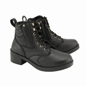 Tail Boots Milwaukee Leather MBK9275 Boys Black Lace-Up Boots with Side Zipper Entry