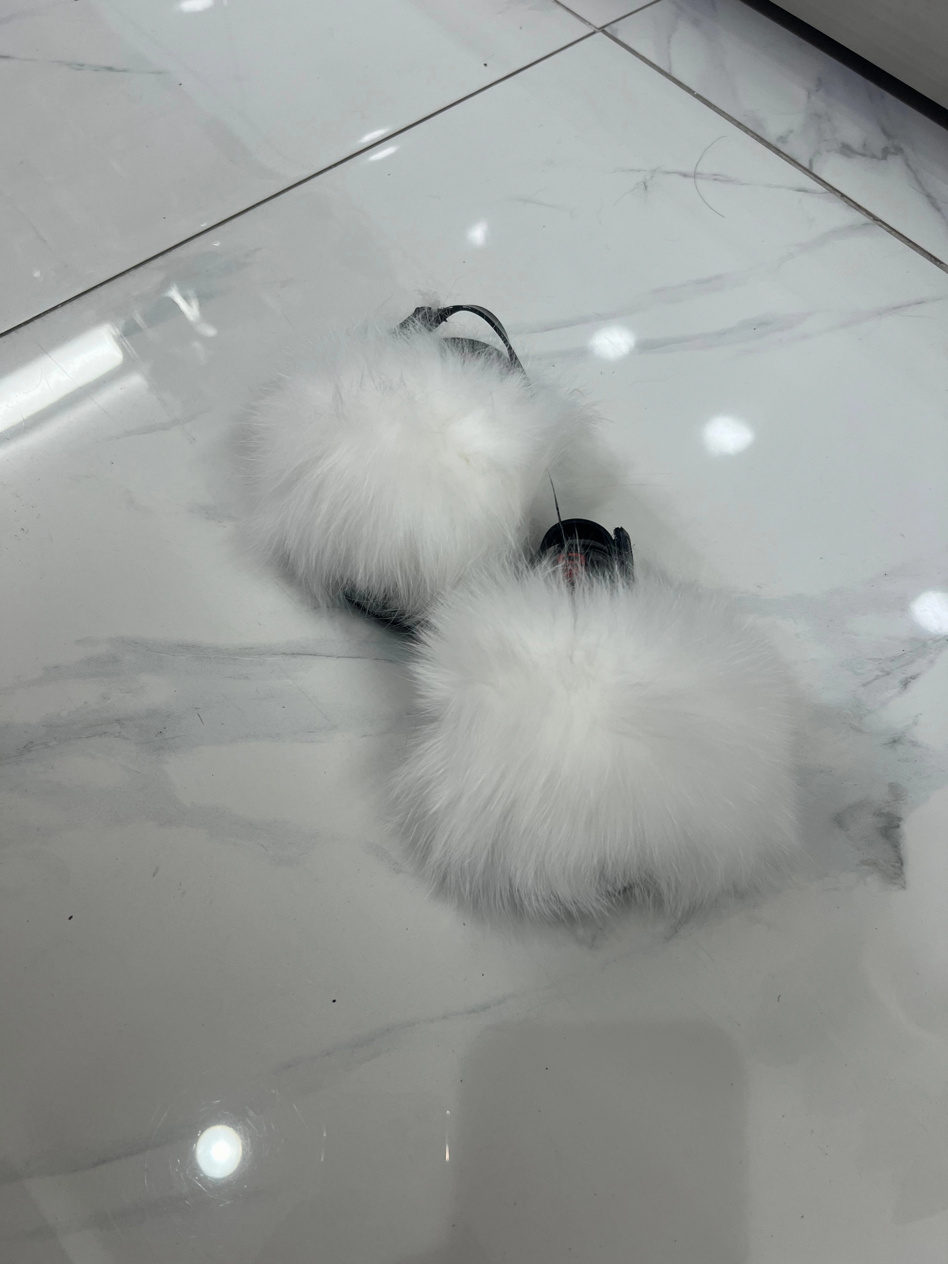 Leather Platform Slides Toddler faux fur slides white