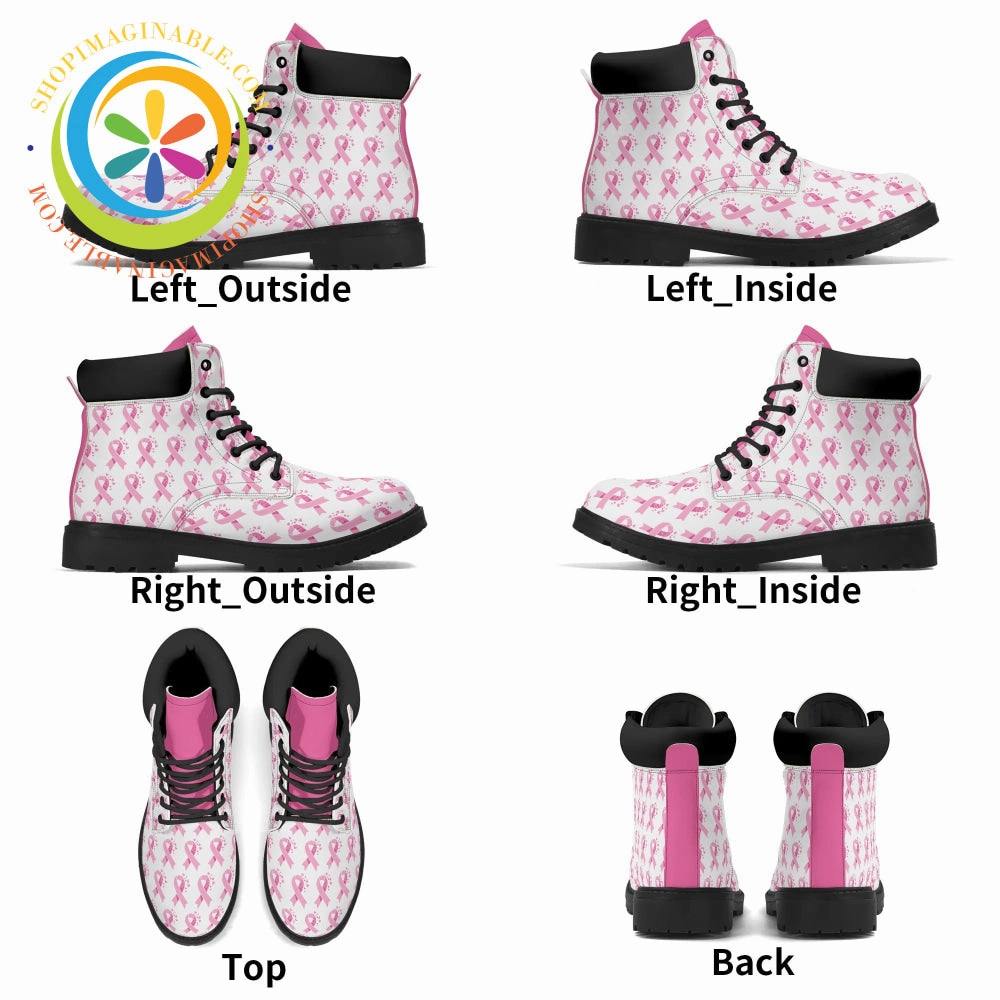 Chelsea Style Work Boots Pink Cancer Awareness Ladies Boots