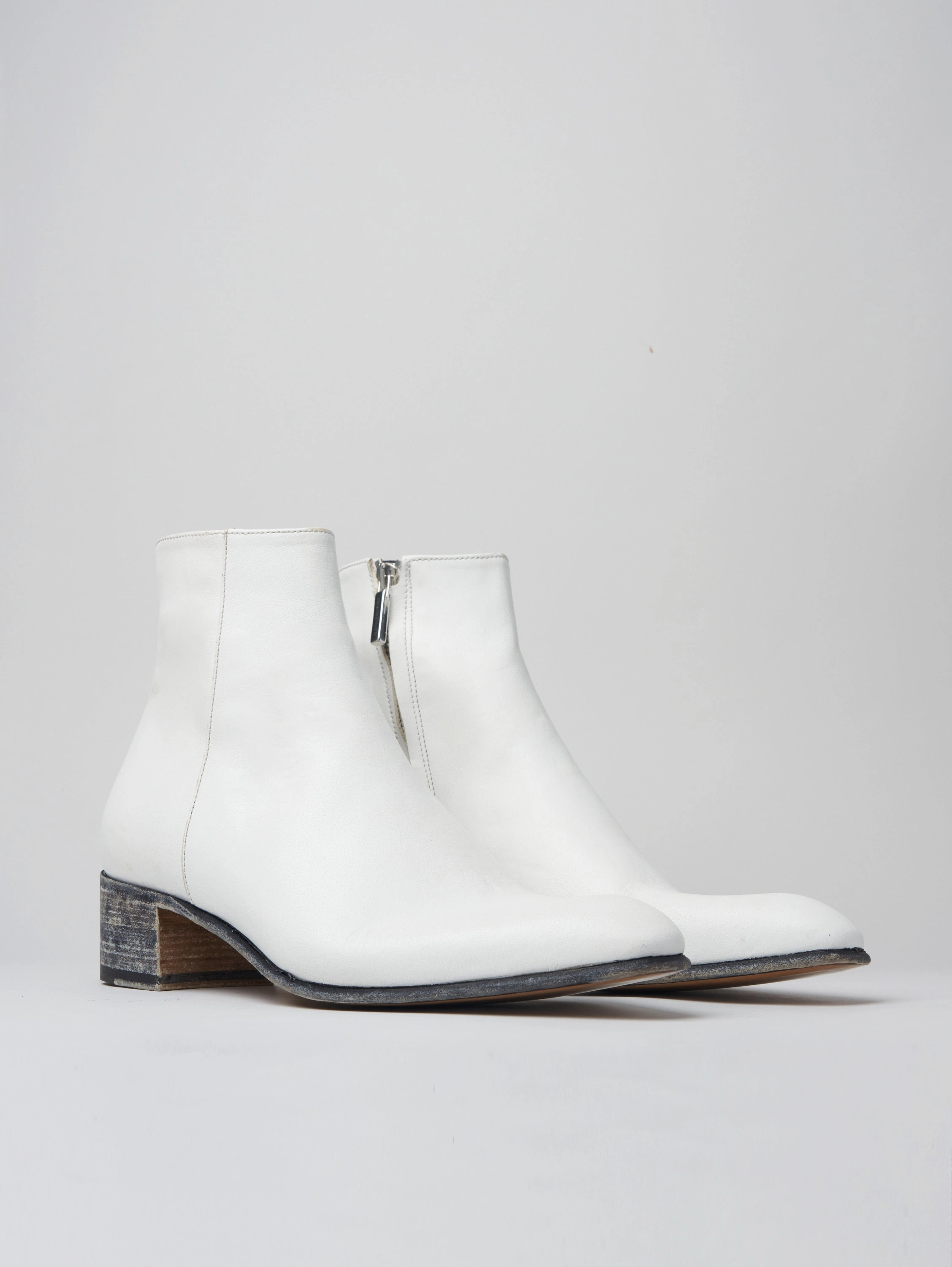 SONNY 40MM ANKLE BOOT IN DISTRESSED WHITE VACCHETTA Boots Leather Platform