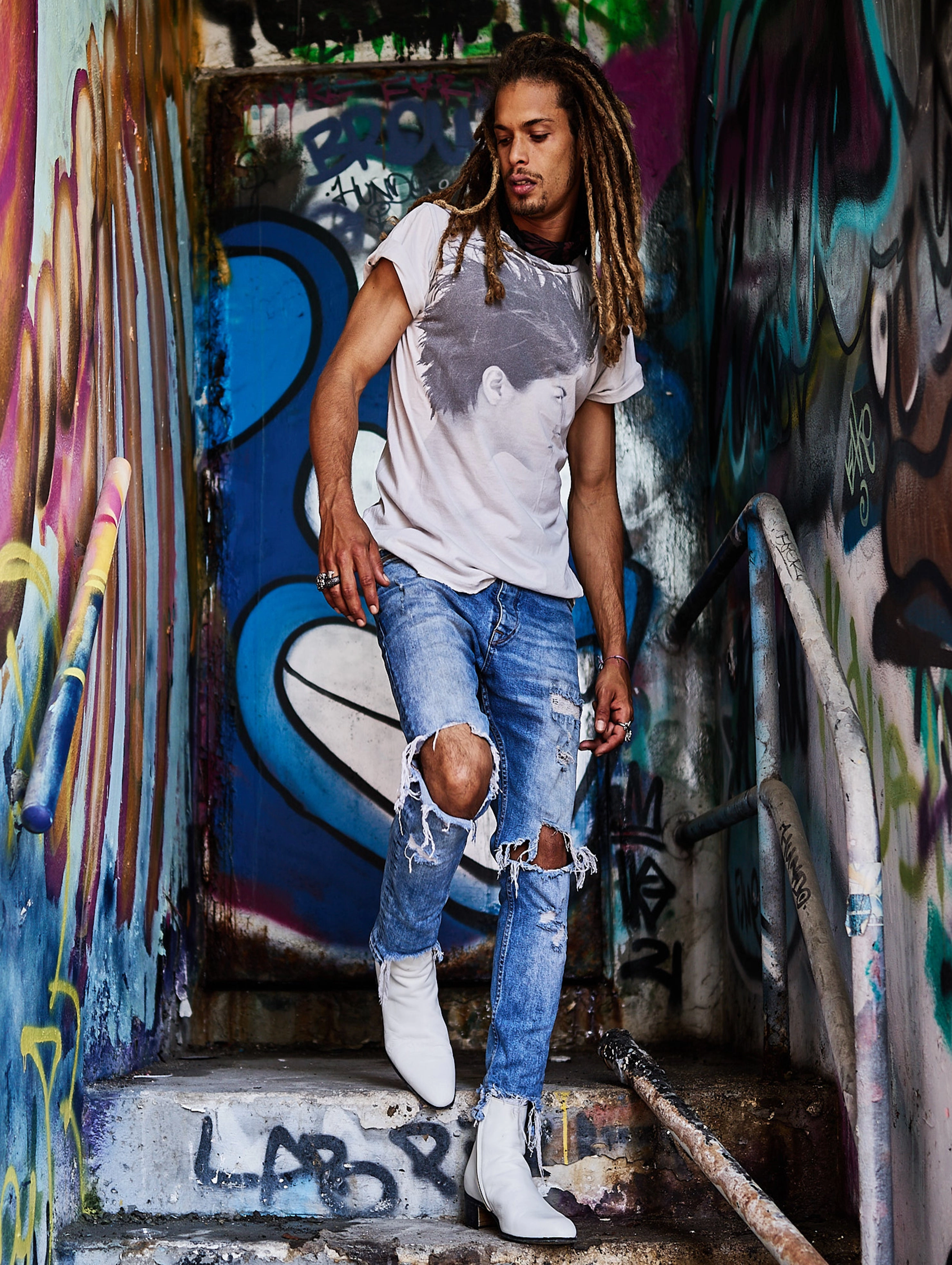 Rubber Snake Boots SONNY 40MM ANKLE BOOT IN DISTRESSED WHITE VACCHETTA