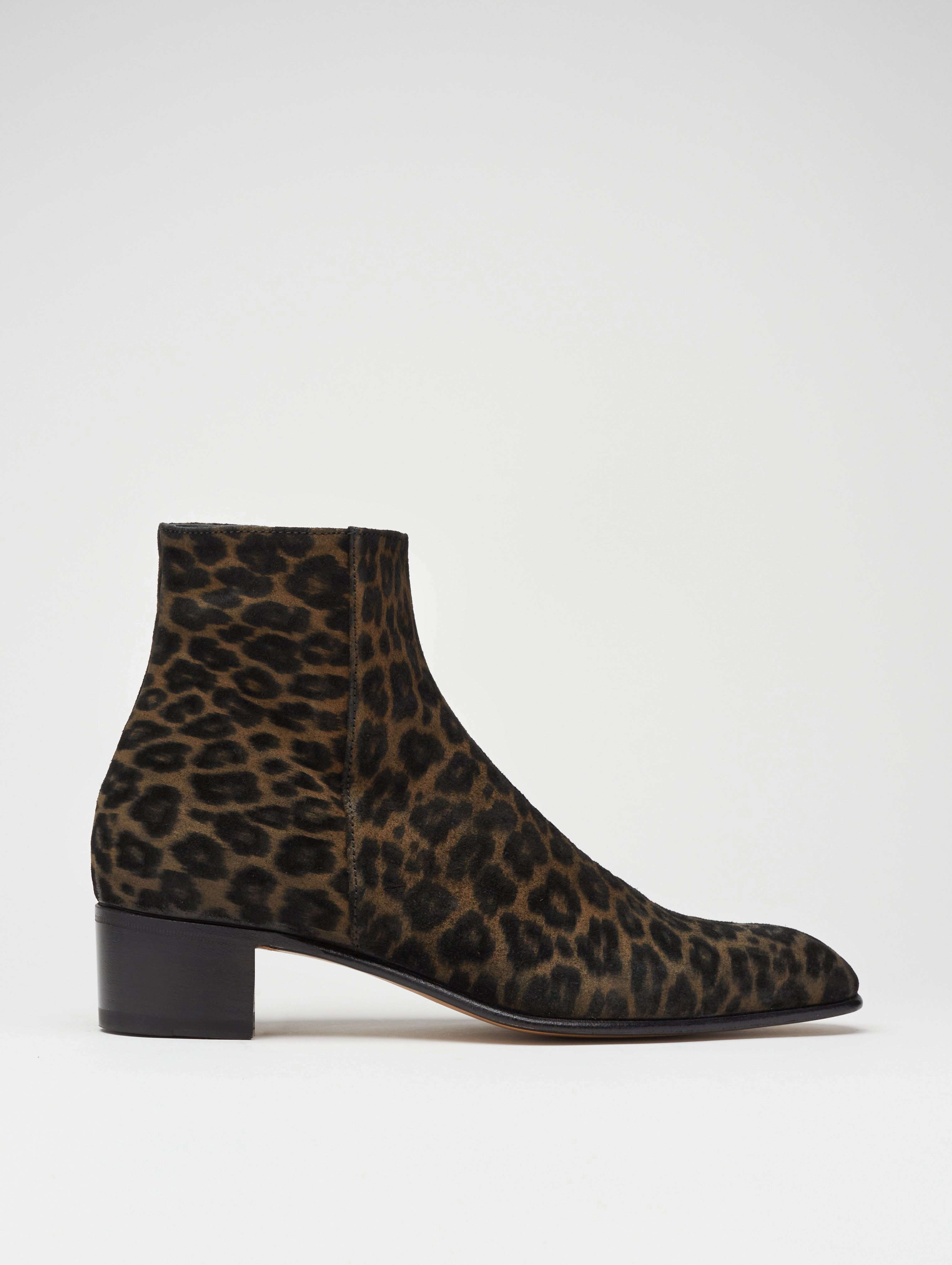 Custom Made Western Boots SONNY 40MM ANKLE BOOT IN LEOPARD SUEDE