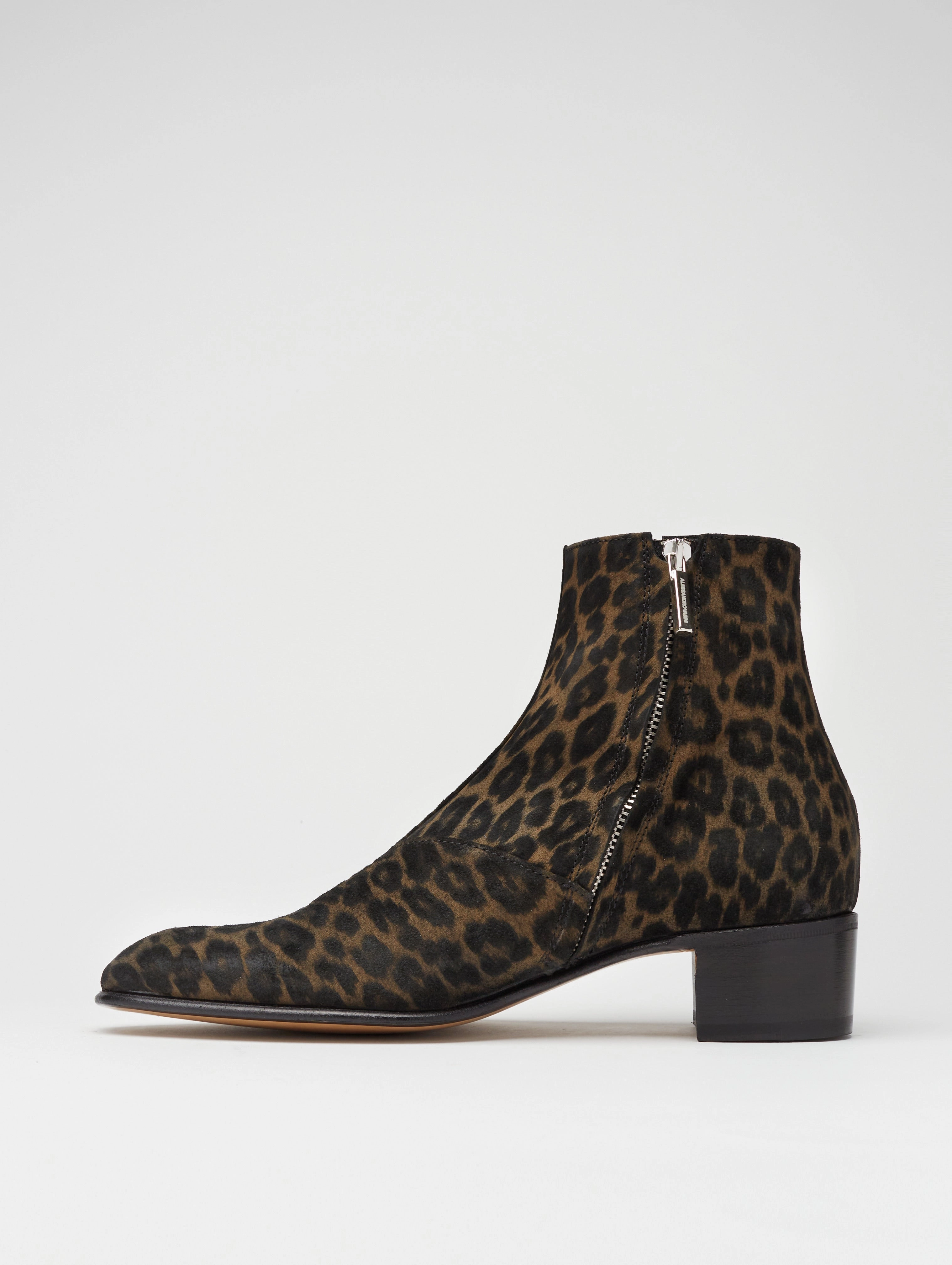 SONNY 40MM ANKLE BOOT IN LEOPARD SUEDE Casual Dress Boots