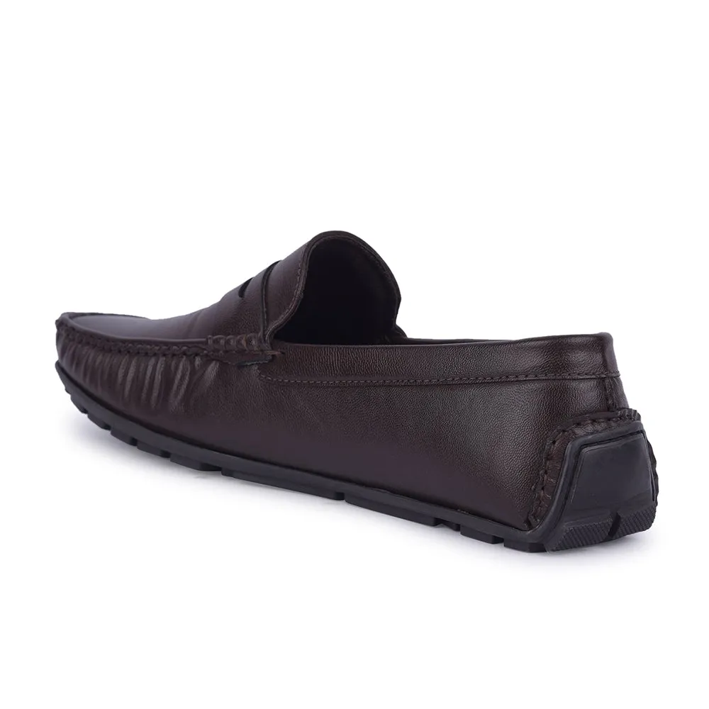 Crepe Sole Loafers Fortune Non-Lacing Brown Casual Loafers For Men AVL-12 By Liberty