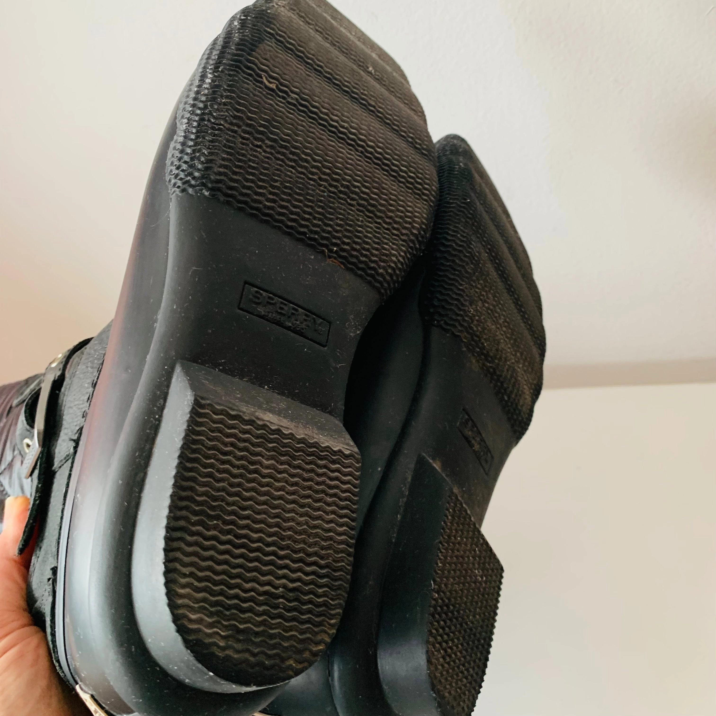 Sperry Saltwater Quilted Tall Nylon Rubber Duck Black Womens Boots Size 9 Adidas Zponge Shoes