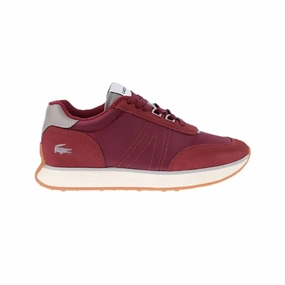 River Walk LACOSTE 7-45SMA00033C9 L-SPIN 123 MN'S (Medium) Burgundy/Off White Mesh & Suede Lifestyle Shoes