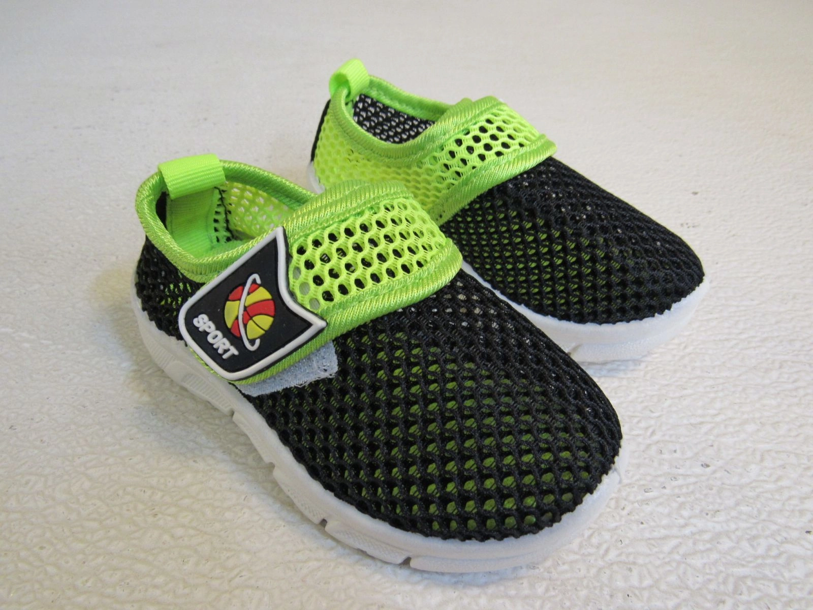 Racket Tennis Shoes Sport Mesh Tennis Shoes Black/Lime Green Male Kids 1-2 Size 18-24 mo -- New
