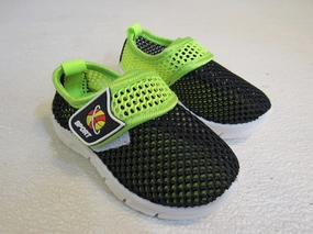 Genuine Leather Tennis Shoes Sport Mesh Tennis Shoes Black/Lime Green Male Kids 1-2 Size 18-24 mo -- New