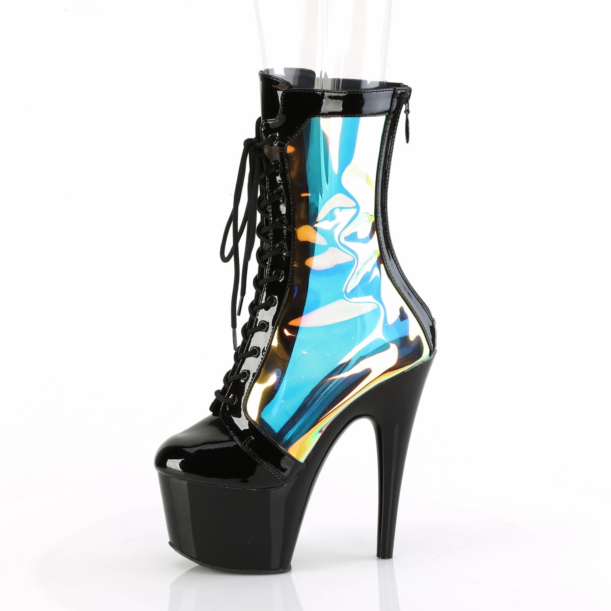 ADORE-1047 Pleaser Sexy Black Holographic Design Lace Up Boots Adidas Shoes Spiderman