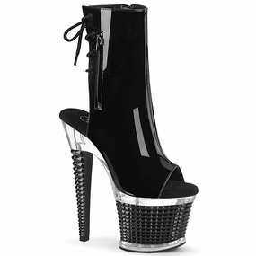 SPECTATOR-1018 Black Calf High Peep Toe Boots Adidas Shoes Mexico