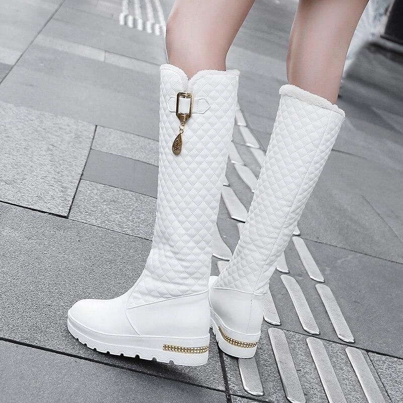 Knee High Genuine Leather Boot Shoes With Square Heels Adidas Tennis Shoes Retro
