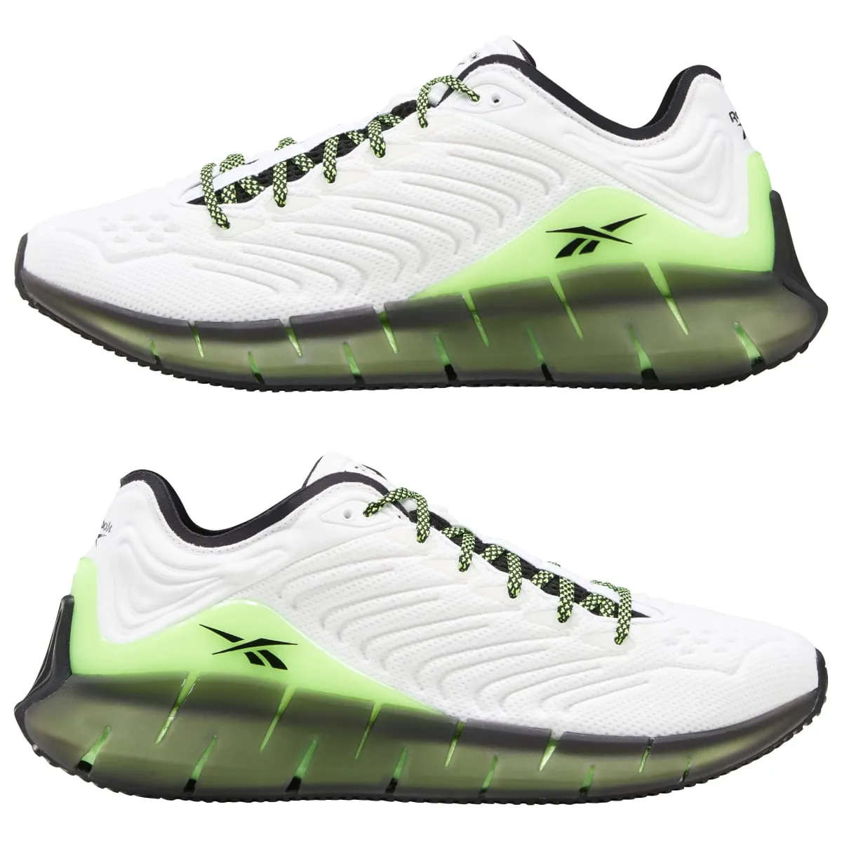 REEBOK FZ3101 ZIG KINETICA MN'S (Medium) White/Green/Black Mesh Running Shoes Basic Tone
