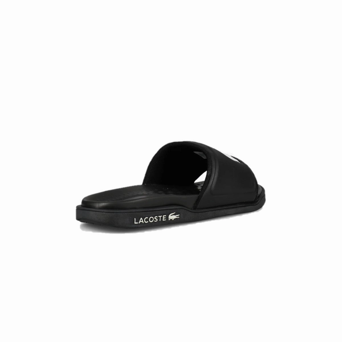 Minimalist Style Forest Step LACOSTE 7-43CMA0020312 CROCO DUALISTE LOGO STRAP 0922 MN'S (Medium) Black/White Synthetic Slide