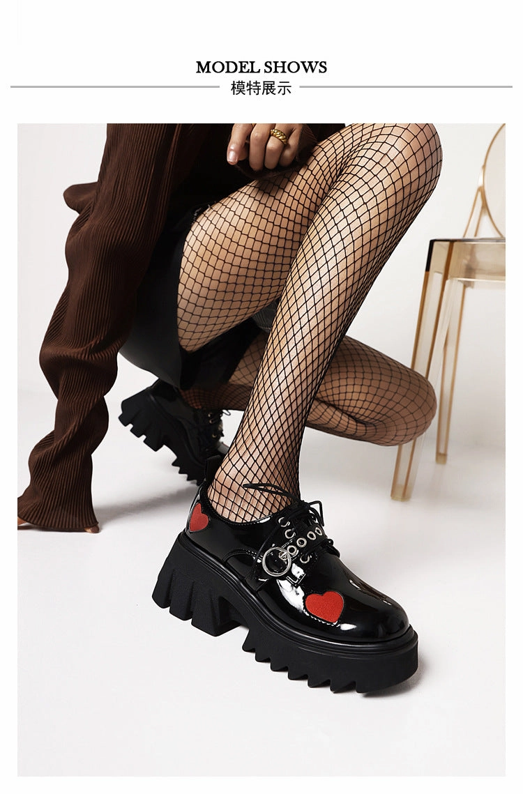 Spring And Autumn Retro Thick-Soled Women'S Shoes Single Shoes High-Heeled Patent Leather Lace Up Muffin Small Leather Shoes Women | Brodtica.com Backpacker Magazine Best Hiking Boots